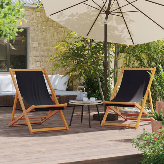 Folding Chairs 2 pcs Black Fabric
