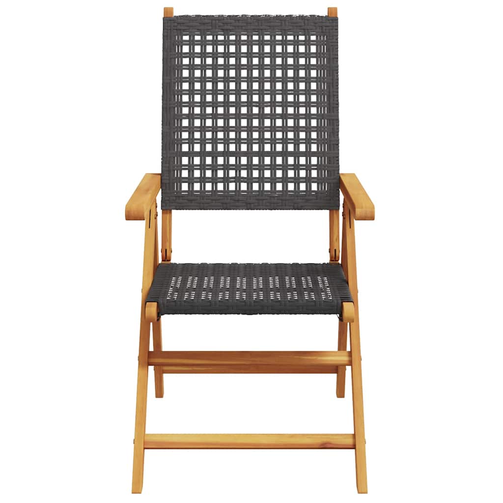 Reclining Folding Chairs 4 pcs Black Poly Rattan and Solid Wood