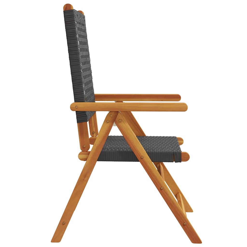 Reclining Folding Chairs 6 pcs Black Poly Rattan and Solid Wood
