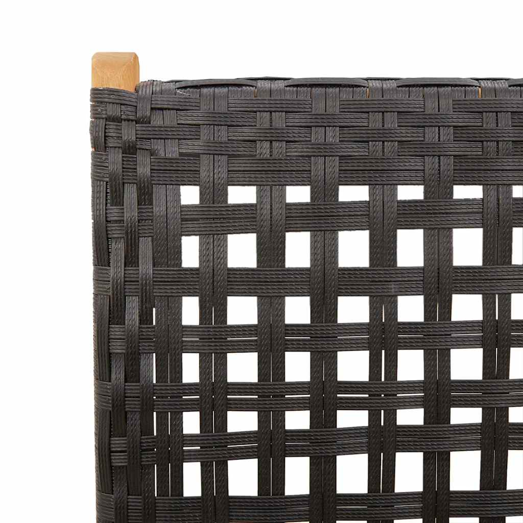 Reclining Folding Chairs 6 pcs Black Poly Rattan and Solid Wood
