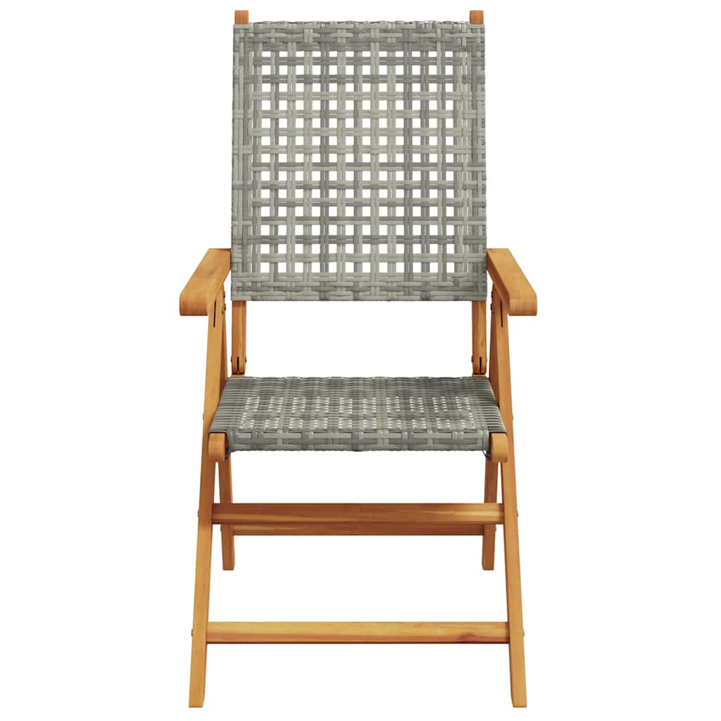 Reclining Folding Chairs 6 pcs Grey Poly Rattan and Solid Wood