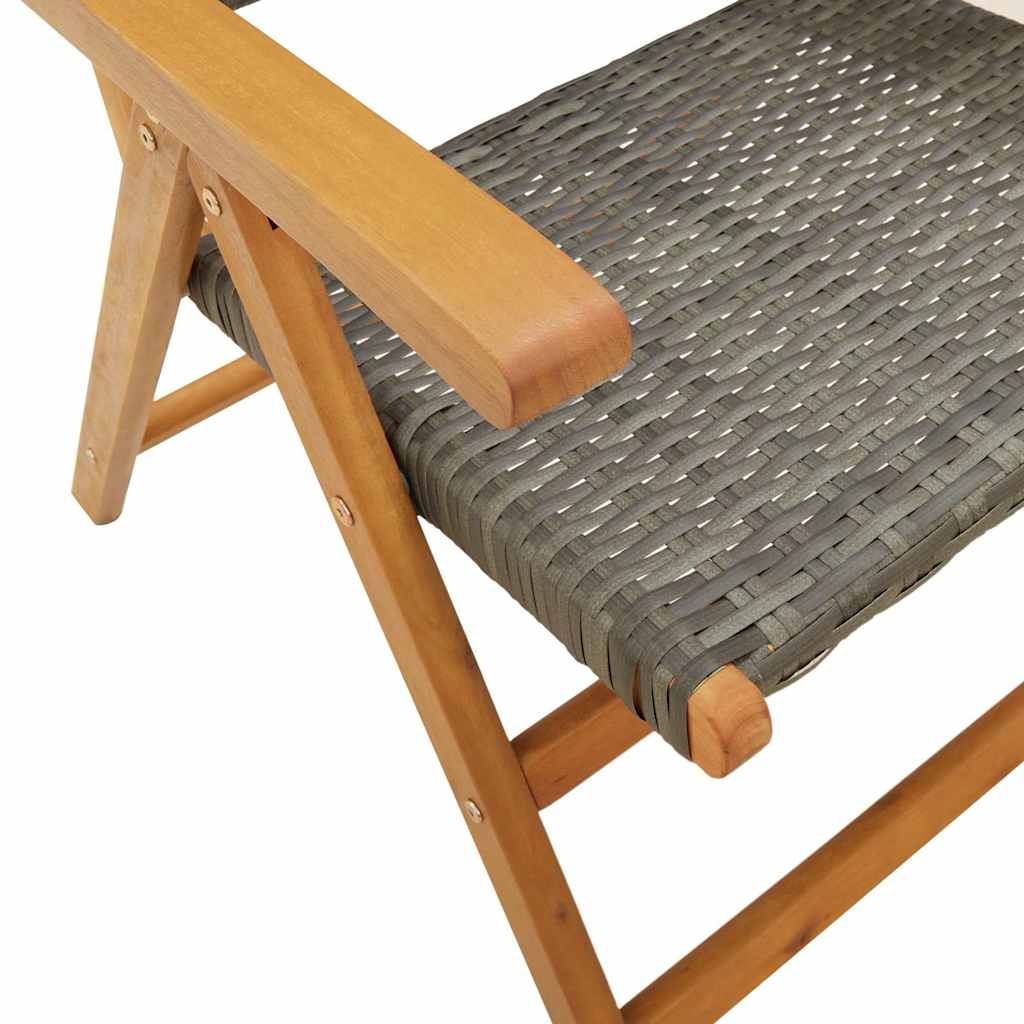 Reclining Folding Chairs 6 pcs Grey Poly Rattan and Solid Wood