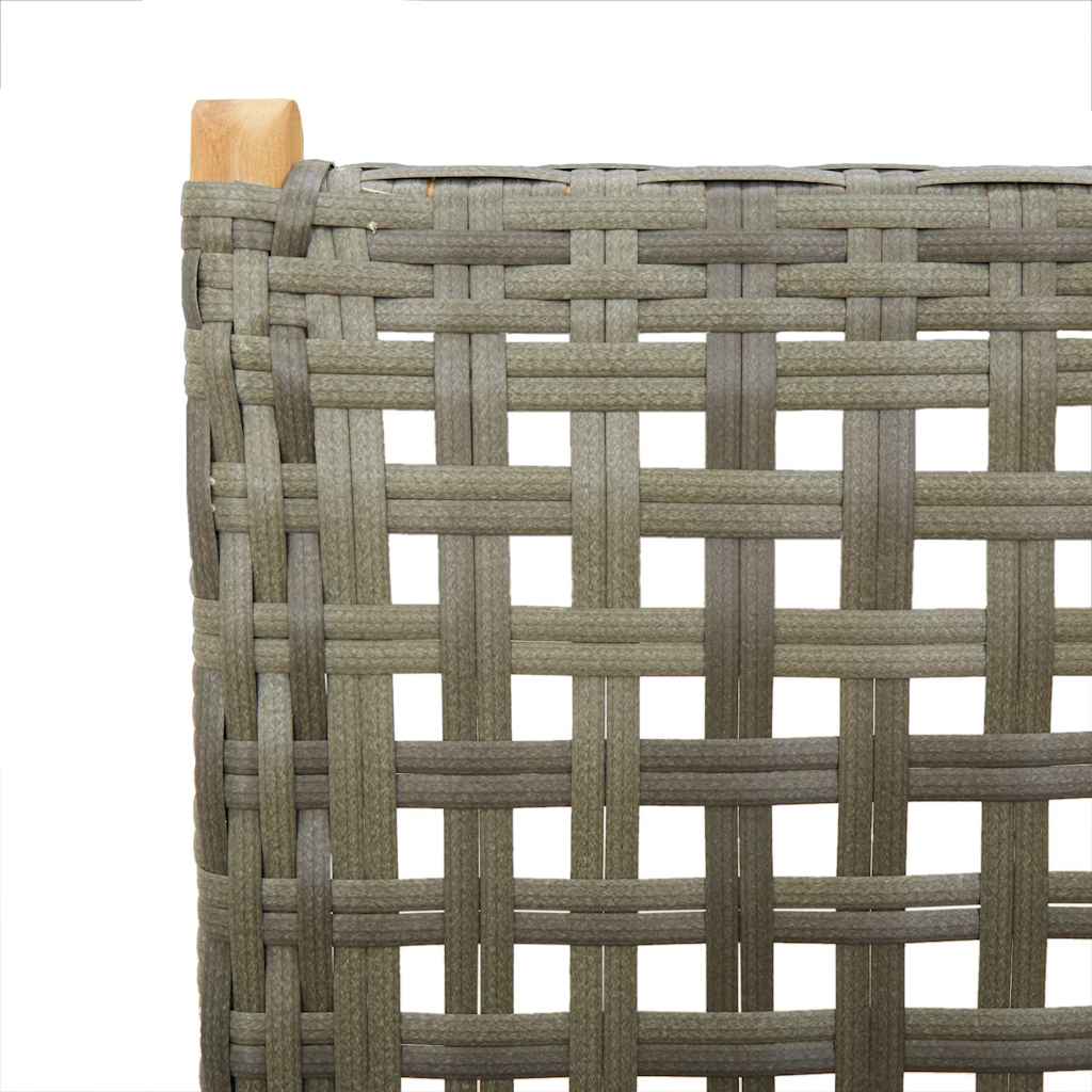 Reclining Folding Chairs 6 pcs Grey Poly Rattan and Solid Wood