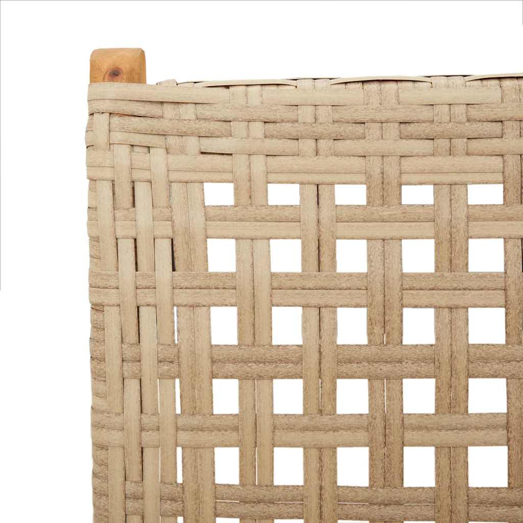 Reclining Folding Chairs 4 pcs Beige Poly Rattan and Solid Wood