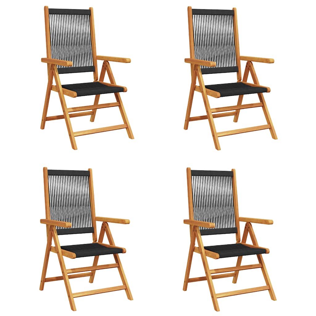 Reclining Folding Chairs 4 pcs Black Solid Wood Acacia
