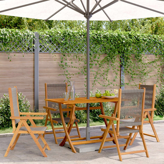 Reclining Folding Chairs 4 pcs Grey Solid Wood Acacia
