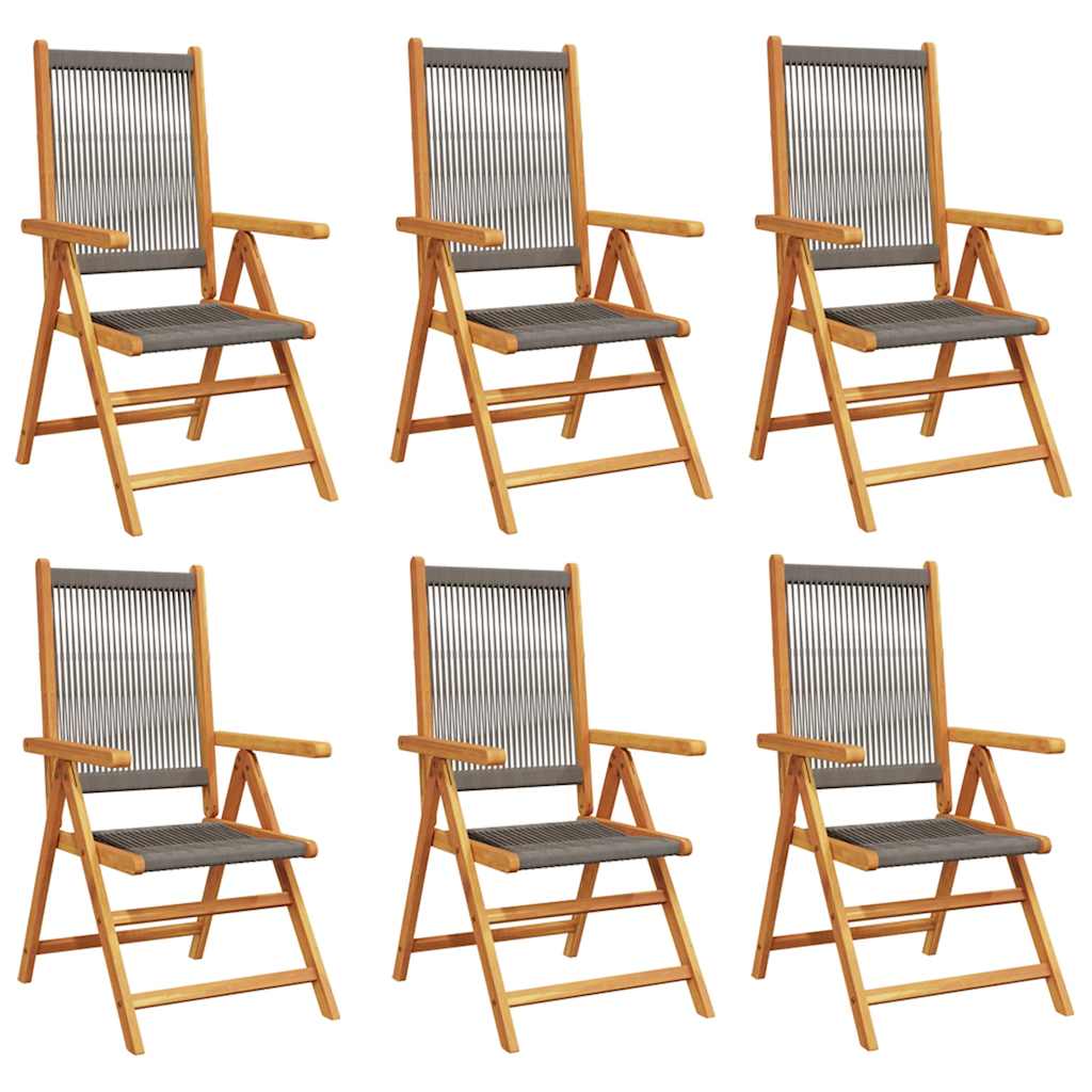 Reclining Folding Chairs 6 pcs Grey Solid Wood Acacia