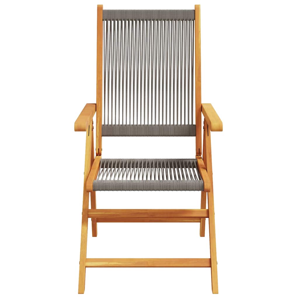 Reclining Folding Chairs 6 pcs Grey Solid Wood Acacia