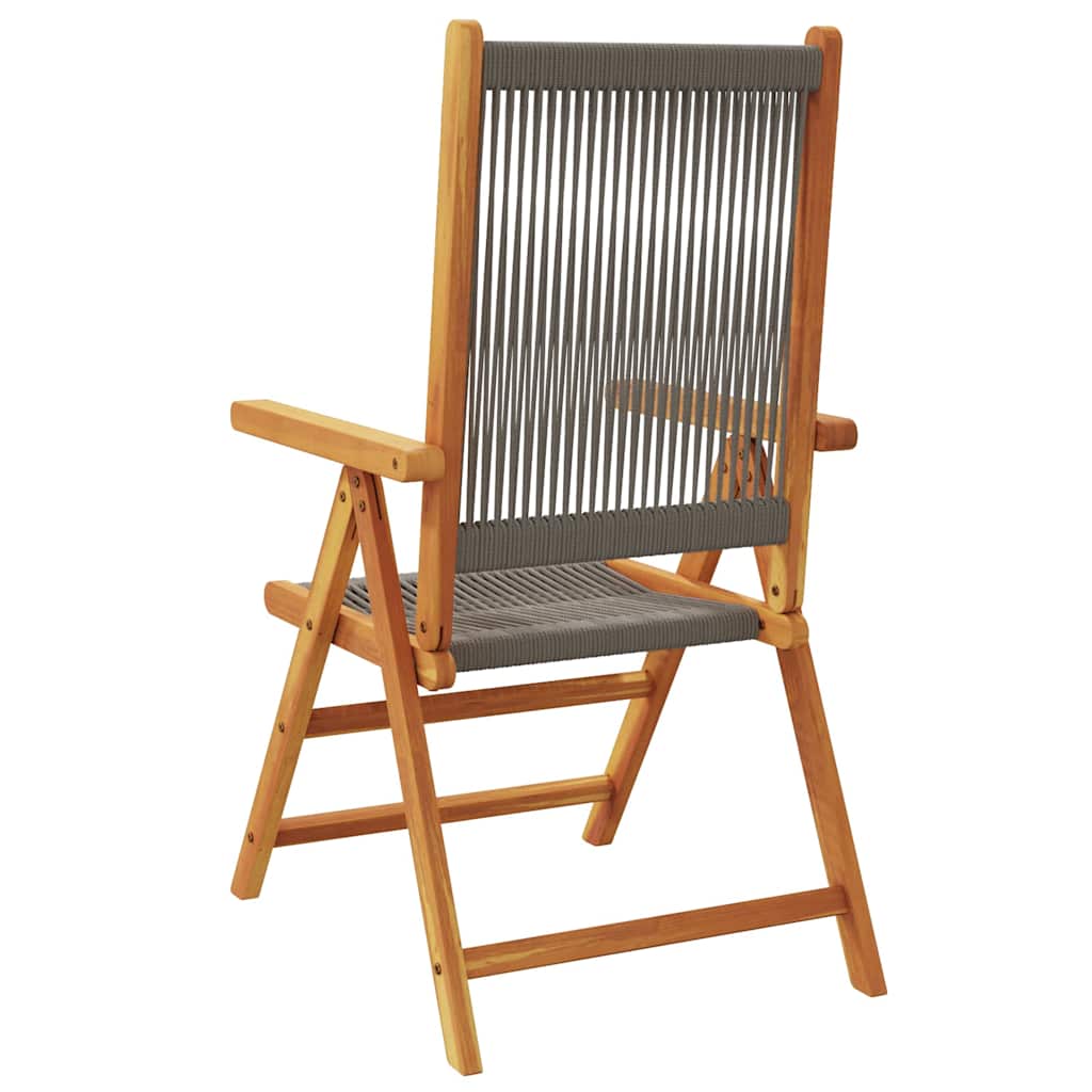 Reclining Folding Chairs 6 pcs Grey Solid Wood Acacia