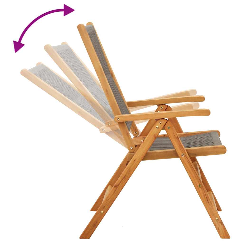 Reclining Folding Chairs 6 pcs Grey Solid Wood Acacia