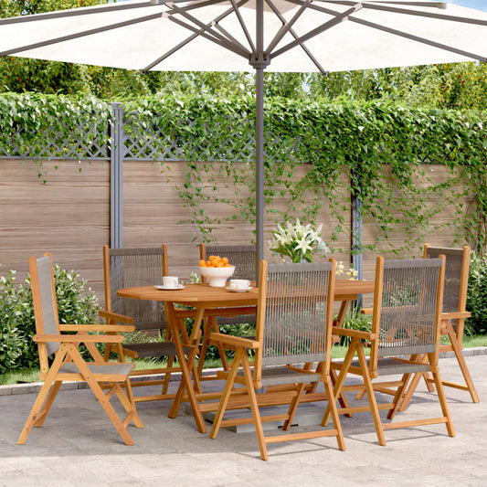 Reclining Folding Chairs 6 pcs Grey Solid Wood Acacia
