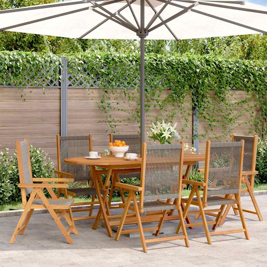 Reclining Folding Chairs 6 pcs Grey Solid Wood Acacia
