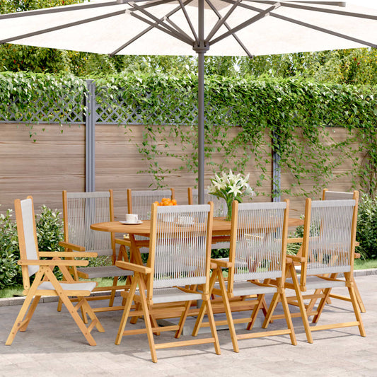 Reclining Folding Chairs 8 pcs Grey Solid Wood Acacia