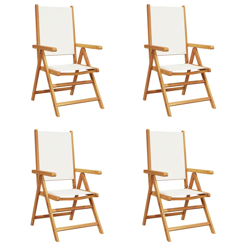 Reclining Folding Chairs 4 pcs Cream White Fabric&Solid Wood