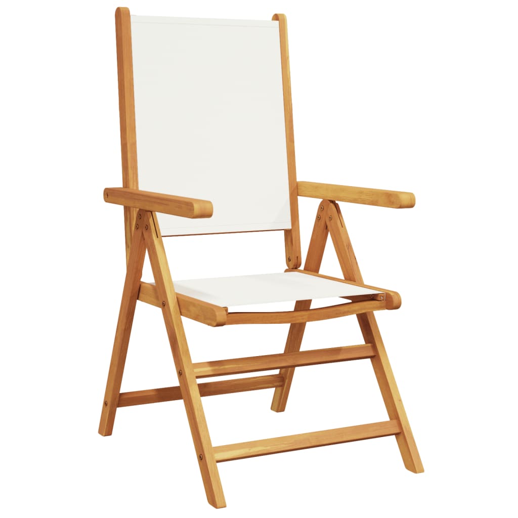 Reclining Garden Chairs 4 pcs Cream White Fabric and Solid Wood