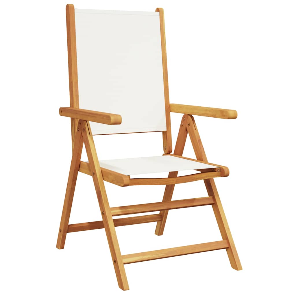 Reclining Folding Chairs 4 pcs Cream White Fabric&Solid Wood