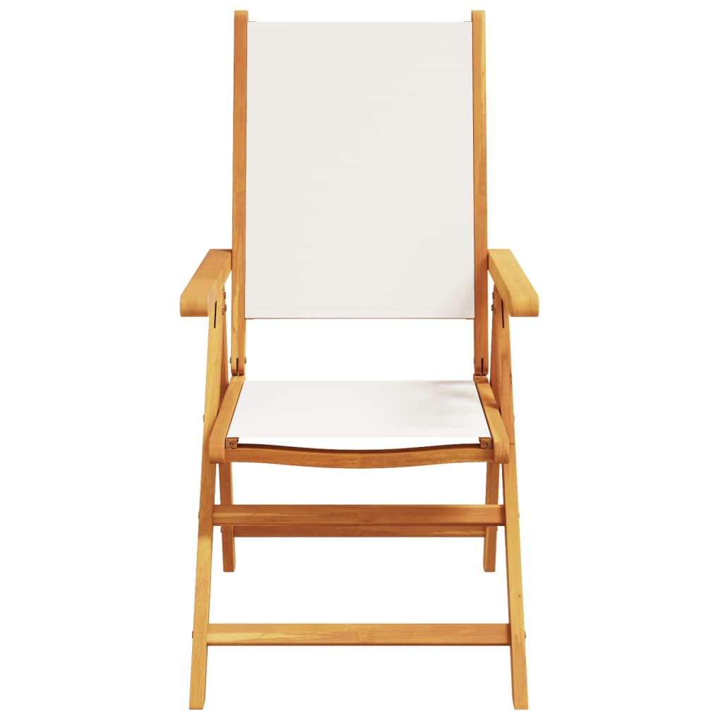 Reclining Garden Chairs 4 pcs Cream White Fabric and Solid Wood