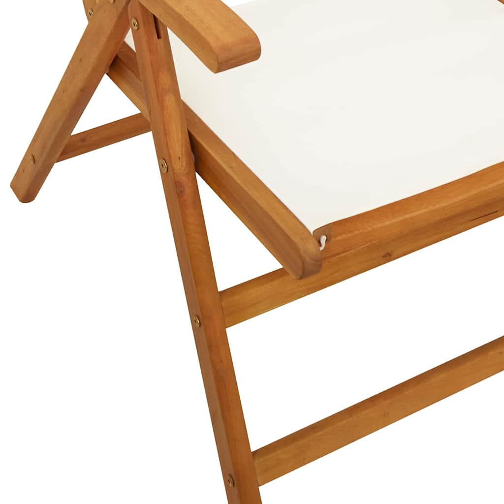 Reclining Folding Chairs 4 pcs Cream White Fabric&Solid Wood