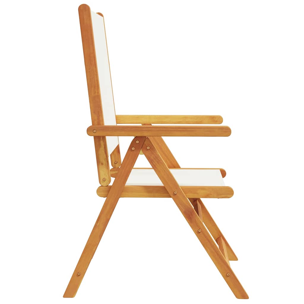 Reclining Folding Chairs 6 pcs Cream White Fabric&Solid Wood
