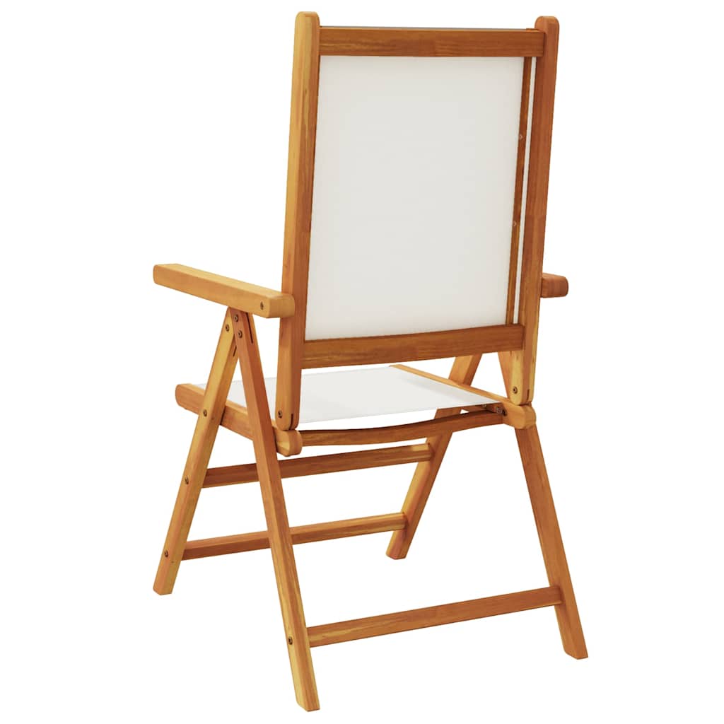 Reclining Folding Chairs 6 pcs Cream White Fabric&Solid Wood