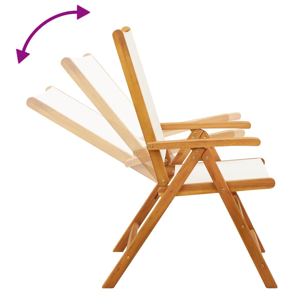 Reclining Folding Chairs 6 pcs Cream White Fabric&Solid Wood