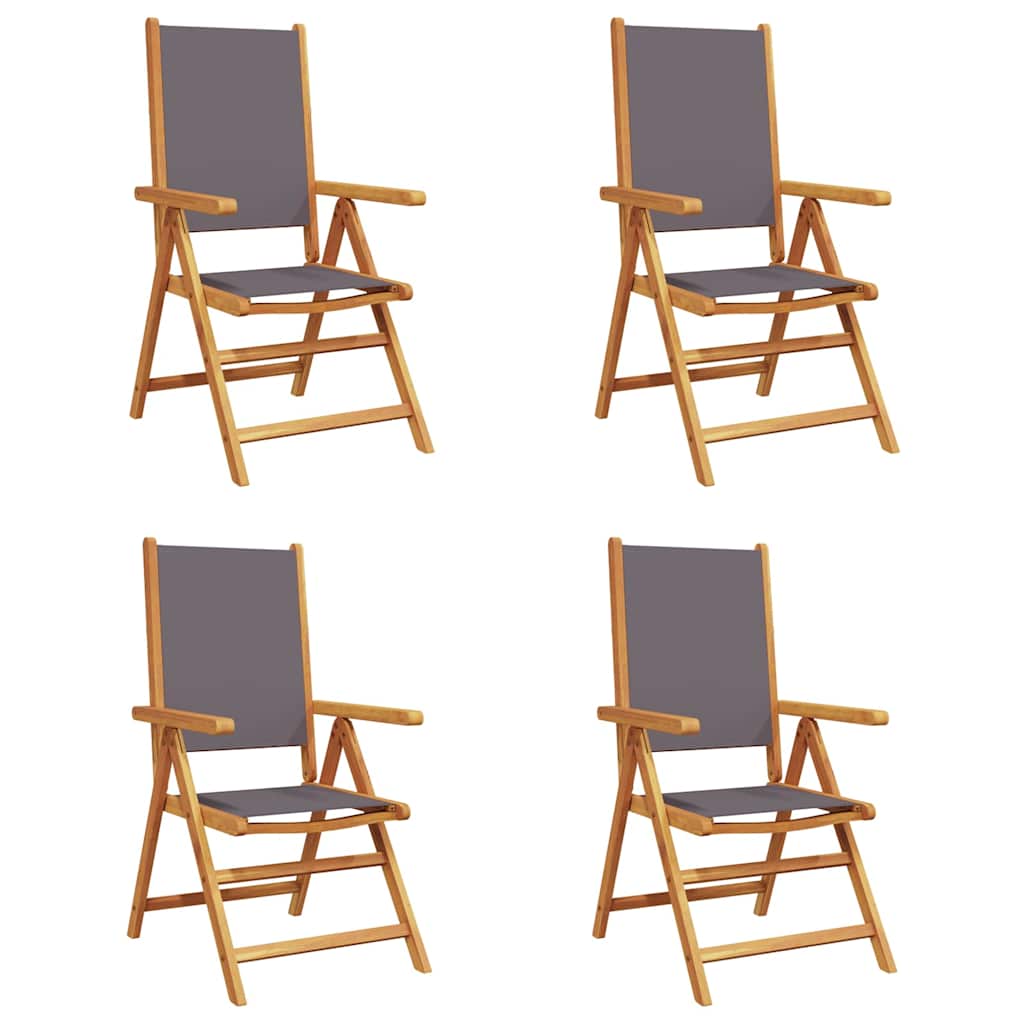 Reclining Folding Chairs 4 pcs Anthracite Fabric and Solid Wood