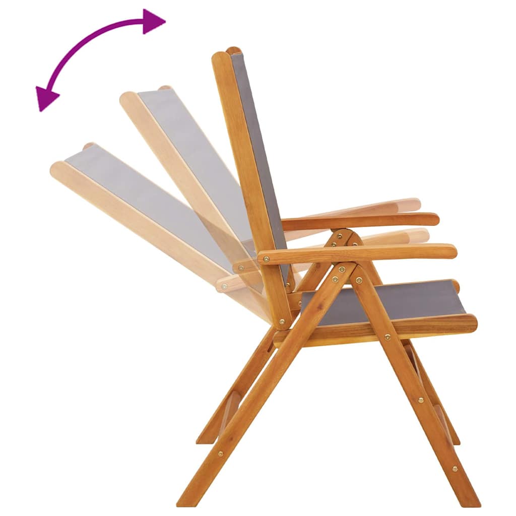 Reclining Folding Chairs 4 pcs Anthracite Fabric and Solid Wood