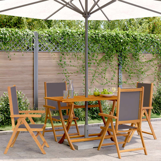 Reclining Folding Chairs 4 pcs Anthracite Fabric and Solid Wood
