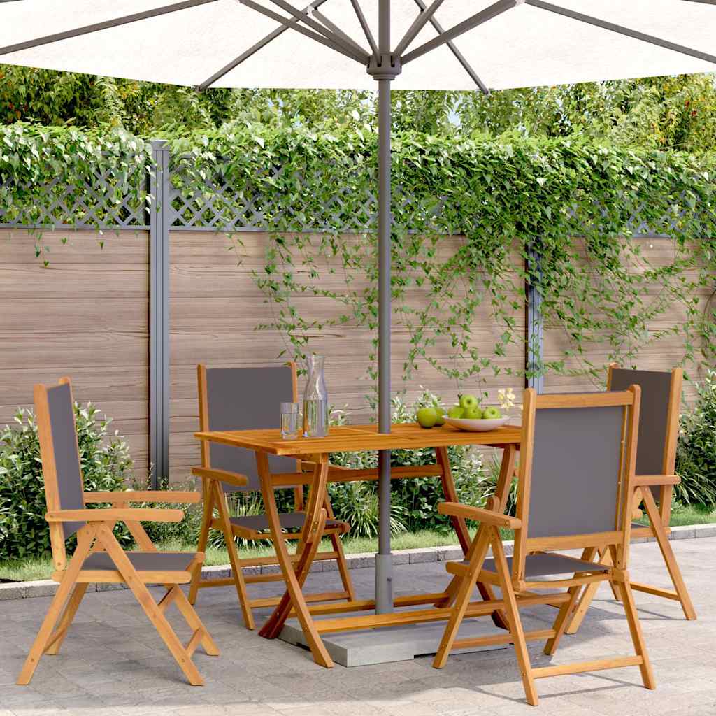 Reclining Folding Chairs 4 pcs Anthracite Fabric and Solid Wood