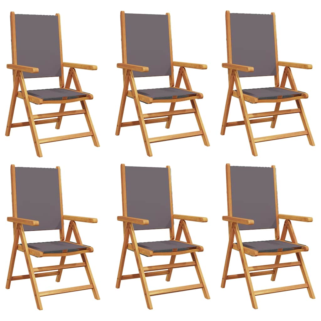 Reclining Folding Chairs 6 pcs Anthracite Fabric and Solid Wood
