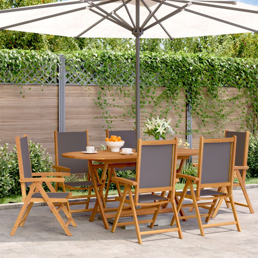 Reclining Folding Chairs 6 pcs Anthracite Fabric and Solid Wood