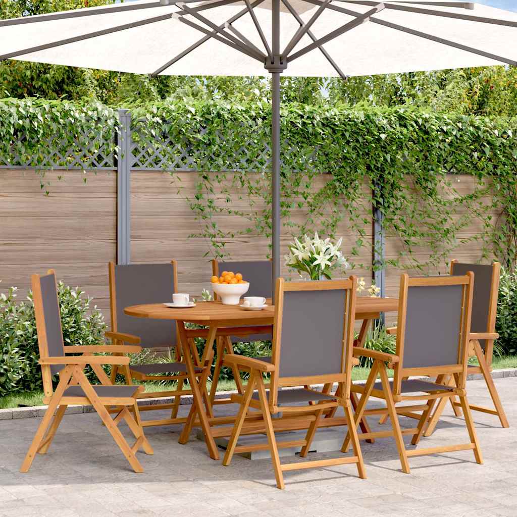 Reclining Folding Chairs 6 pcs Anthracite Fabric and Solid Wood