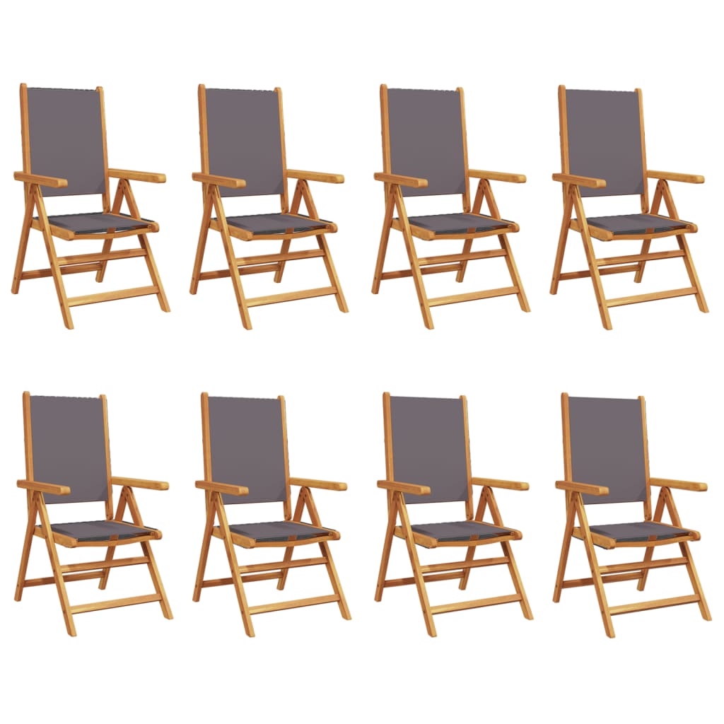 vidaXL Reclining Garden Chairs 8 pcs Anthracite Fabric and Solid Wood