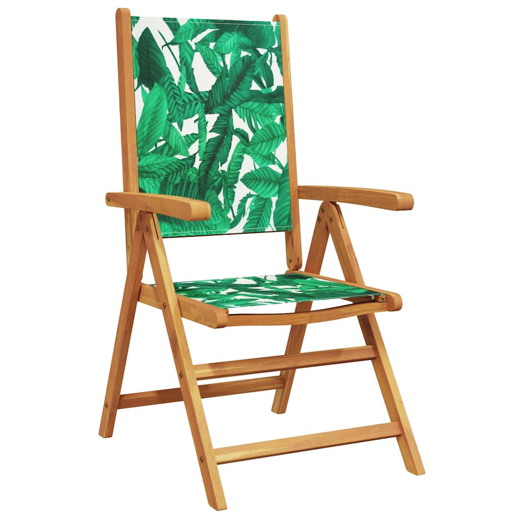 Reclining Folding Chairs 4 pcs Green Fabric and Solid Wood