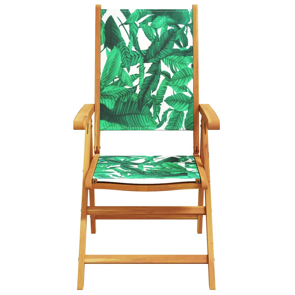 Reclining Folding Chairs 4 pcs Green Fabric and Solid Wood