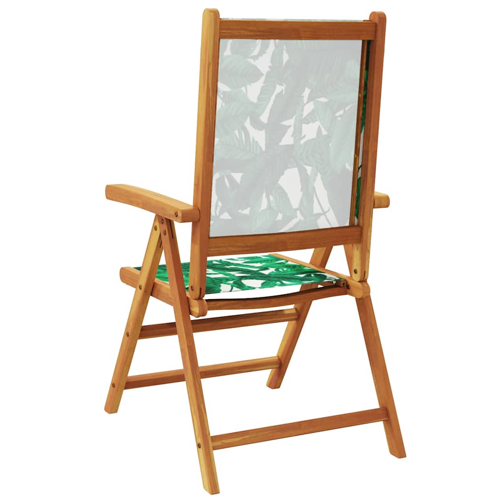 Reclining Folding Chairs 4 pcs Green Fabric and Solid Wood