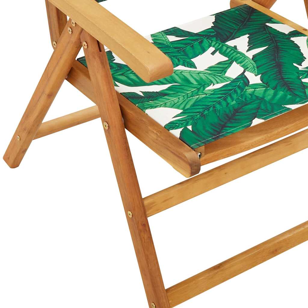 Reclining Folding Chairs 4 pcs Green Fabric and Solid Wood