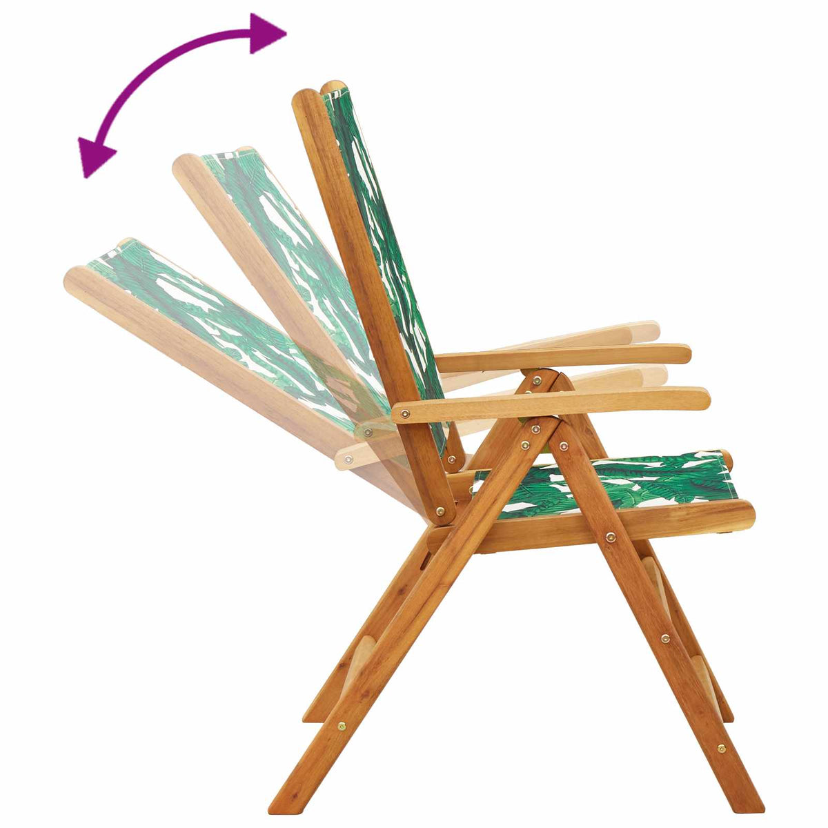 Reclining Folding Chairs 6 pcs Green Fabric and Solid Wood