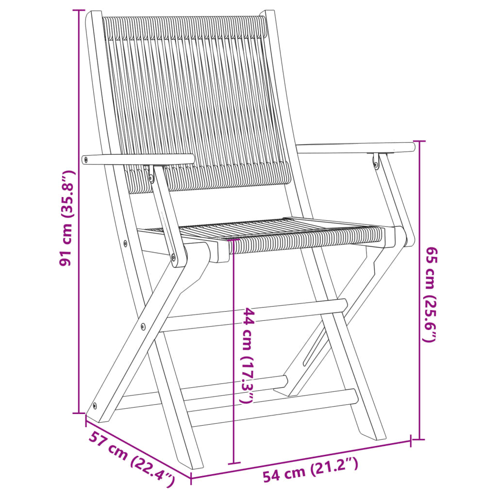 vidaXL Folding Garden Chairs 6 pcs Black Solid Wood Acacia