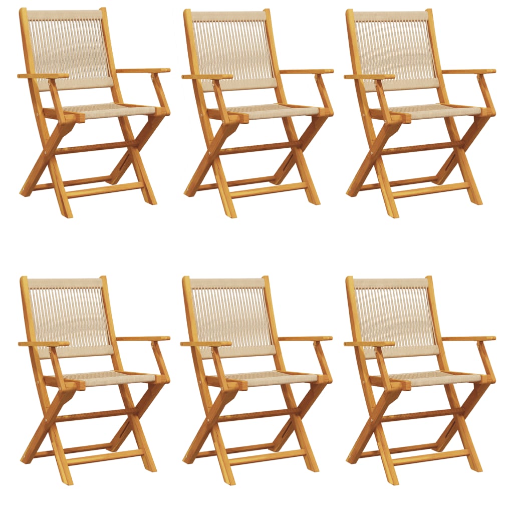 Folding Garden Chairs 6 pcs Beige Solid Wood Acacia