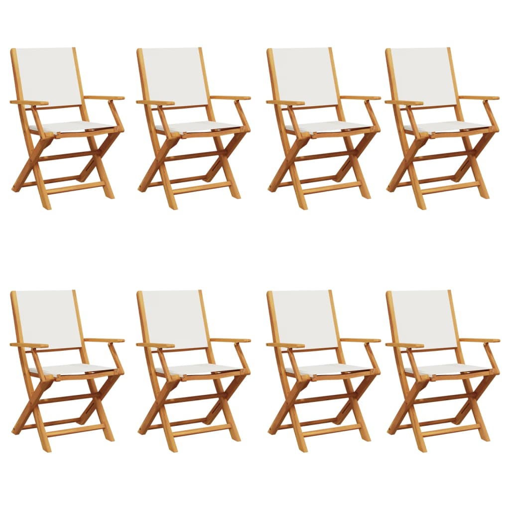 vidaXL Folding Garden Chairs 8 pcs Cream White Fabric and Solid Wood