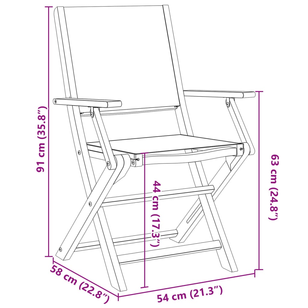 vidaXL Folding Garden Chairs 8 pcs Cream White Fabric and Solid Wood