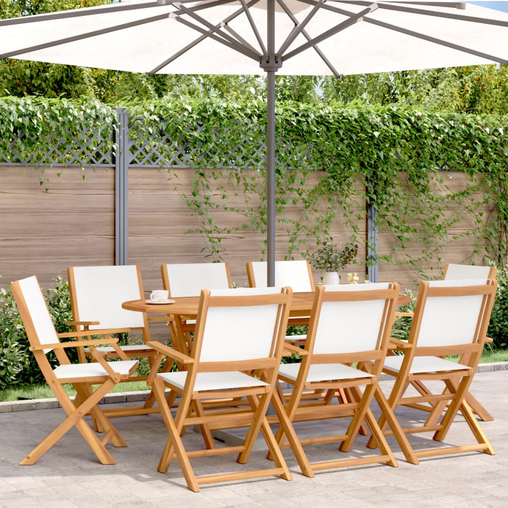 vidaXL Folding Garden Chairs 8 pcs Cream White Fabric and Solid Wood