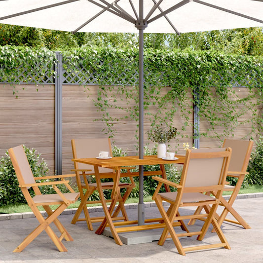 Folding Chairs 4 pcs Taupe Fabric and Solid Wood