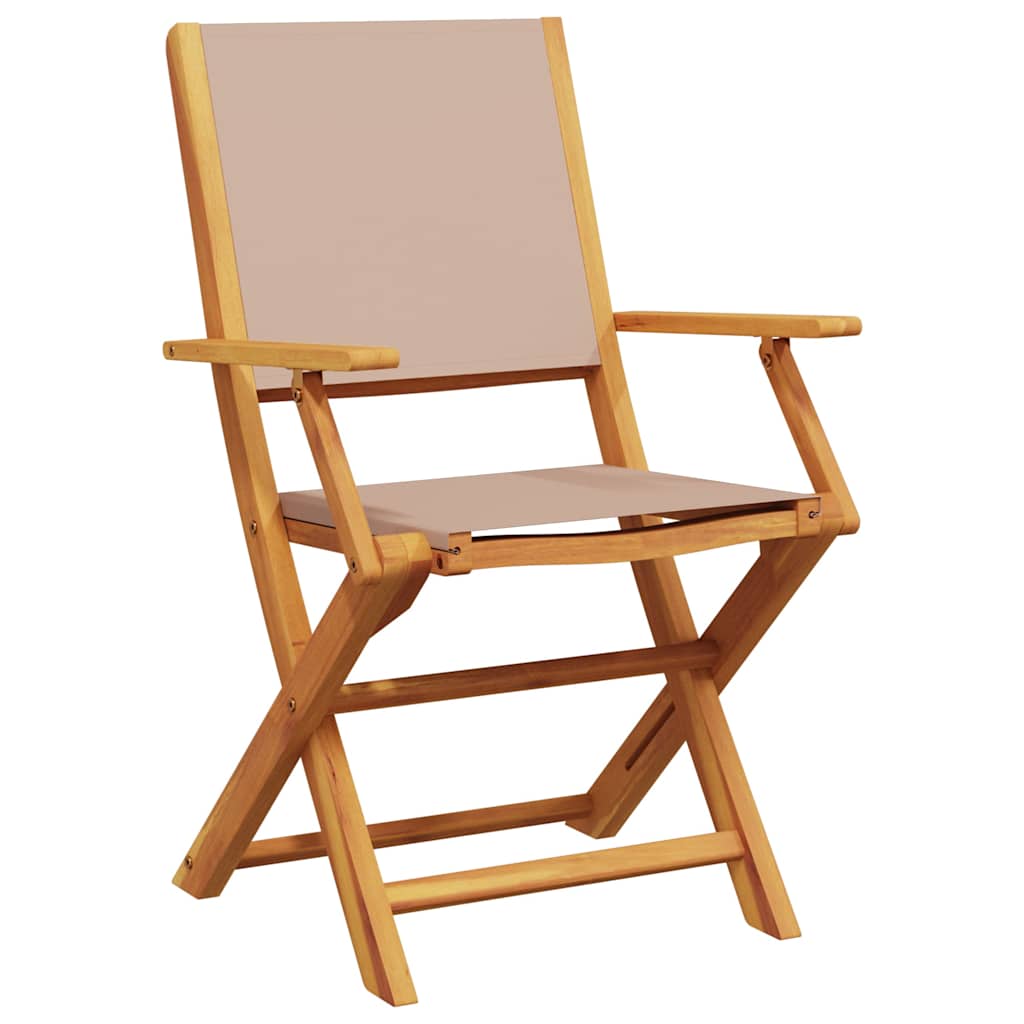 Folding Garden Chairs 8 pcs Taupe Fabric and Solid Wood