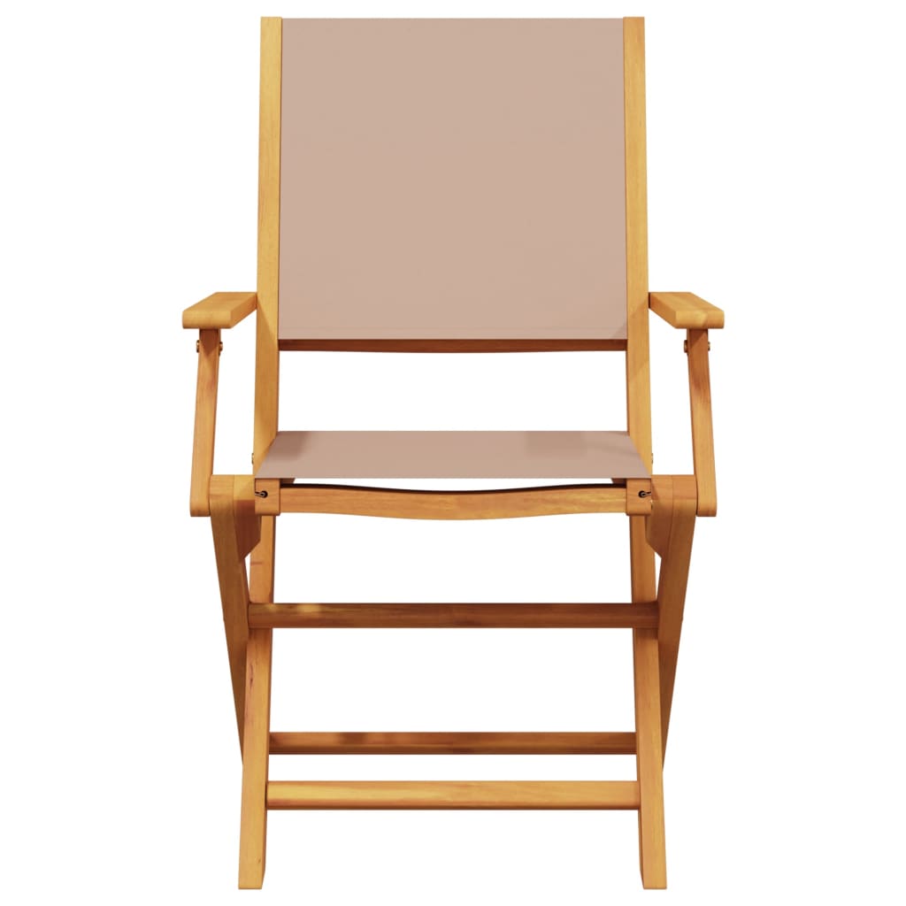 Folding Garden Chairs 8 pcs Taupe Fabric and Solid Wood