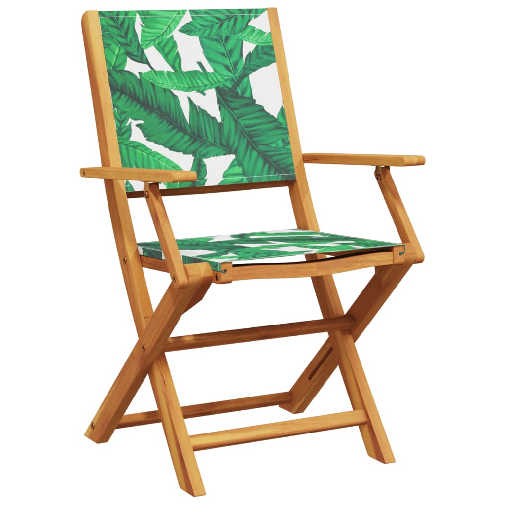 vidaXL Folding Garden Chairs 4 pcs Green Fabric and Solid Wood