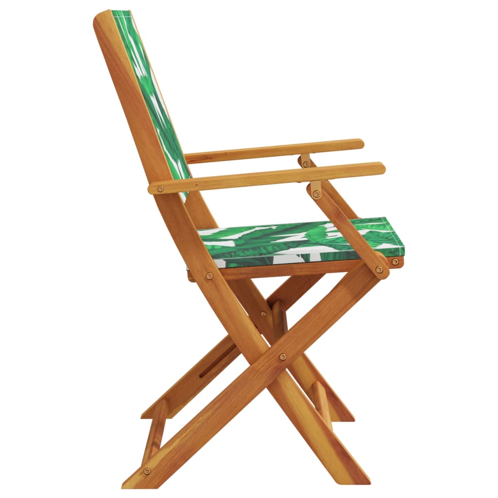 vidaXL Folding Garden Chairs 4 pcs Green Fabric and Solid Wood