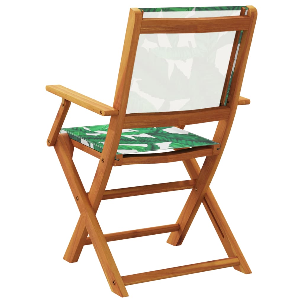 vidaXL Folding Garden Chairs 4 pcs Green Fabric and Solid Wood