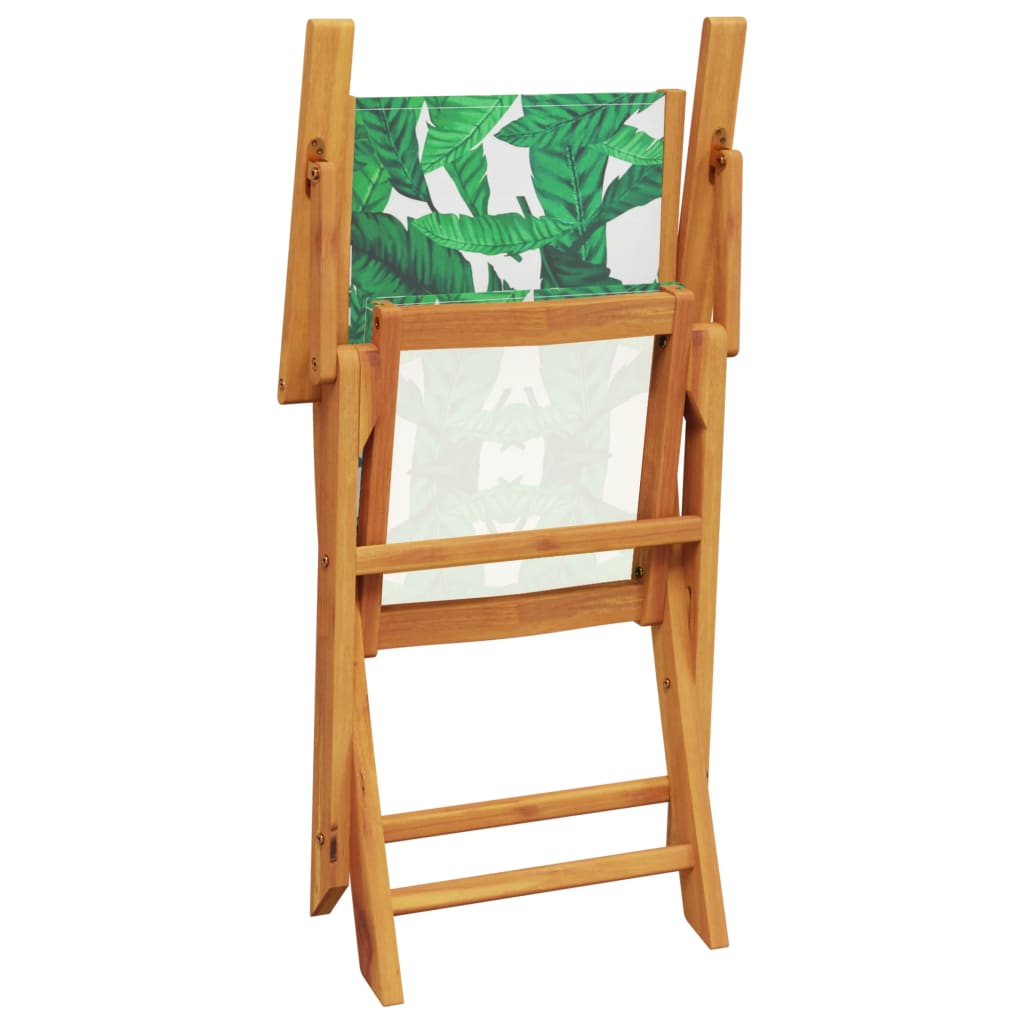 vidaXL Folding Garden Chairs 4 pcs Green Fabric and Solid Wood